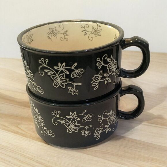 Temptations By Tara Gray Floral Lace Soup Bowls Set Of 2 Cups - Picture 1 of 7